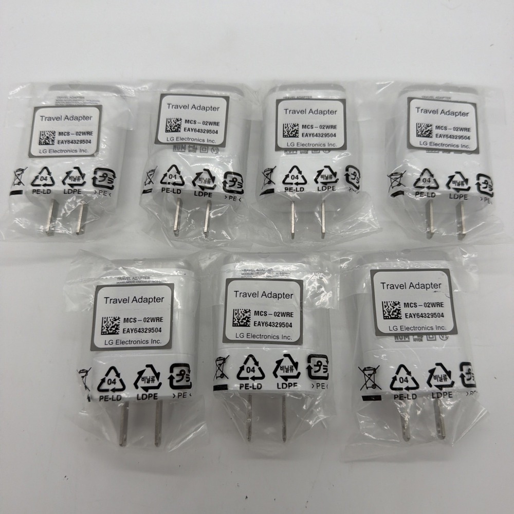 LG OEM MCS-02WRE Lot 7 Travel Charger Adapters White 5.0V 1.8A 100-240V No Cable